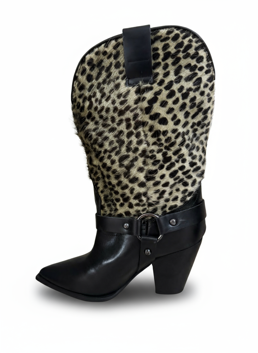 STIVALE JANICE02 IN CICLONE NERO E CAVALLINO VERDE