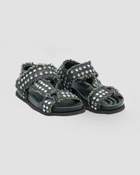 Sandalo NEWYOUK02 raffia Black con borchie