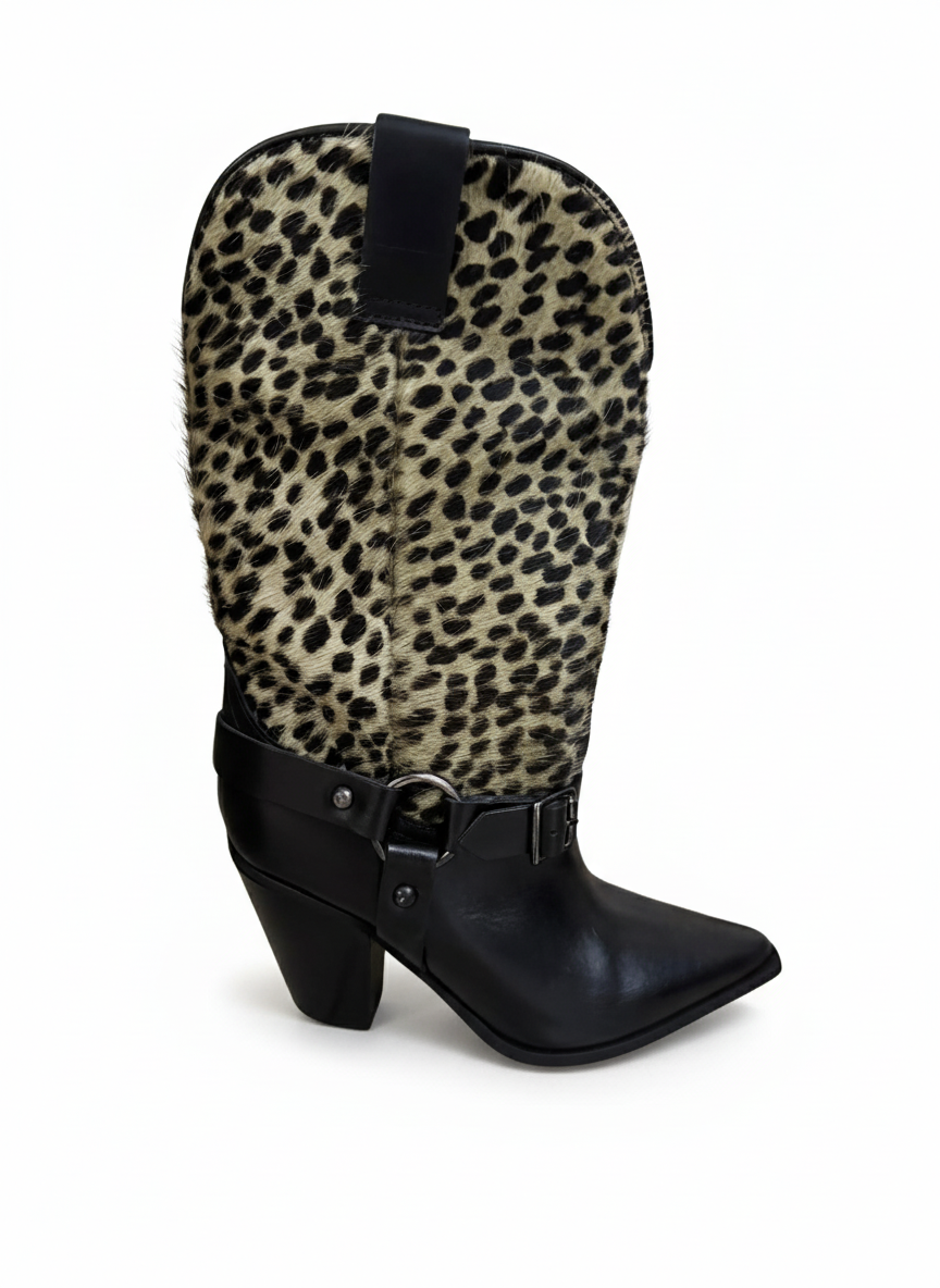 STIVALE JANICE02 IN CICLONE NERO E CAVALLINO VERDE