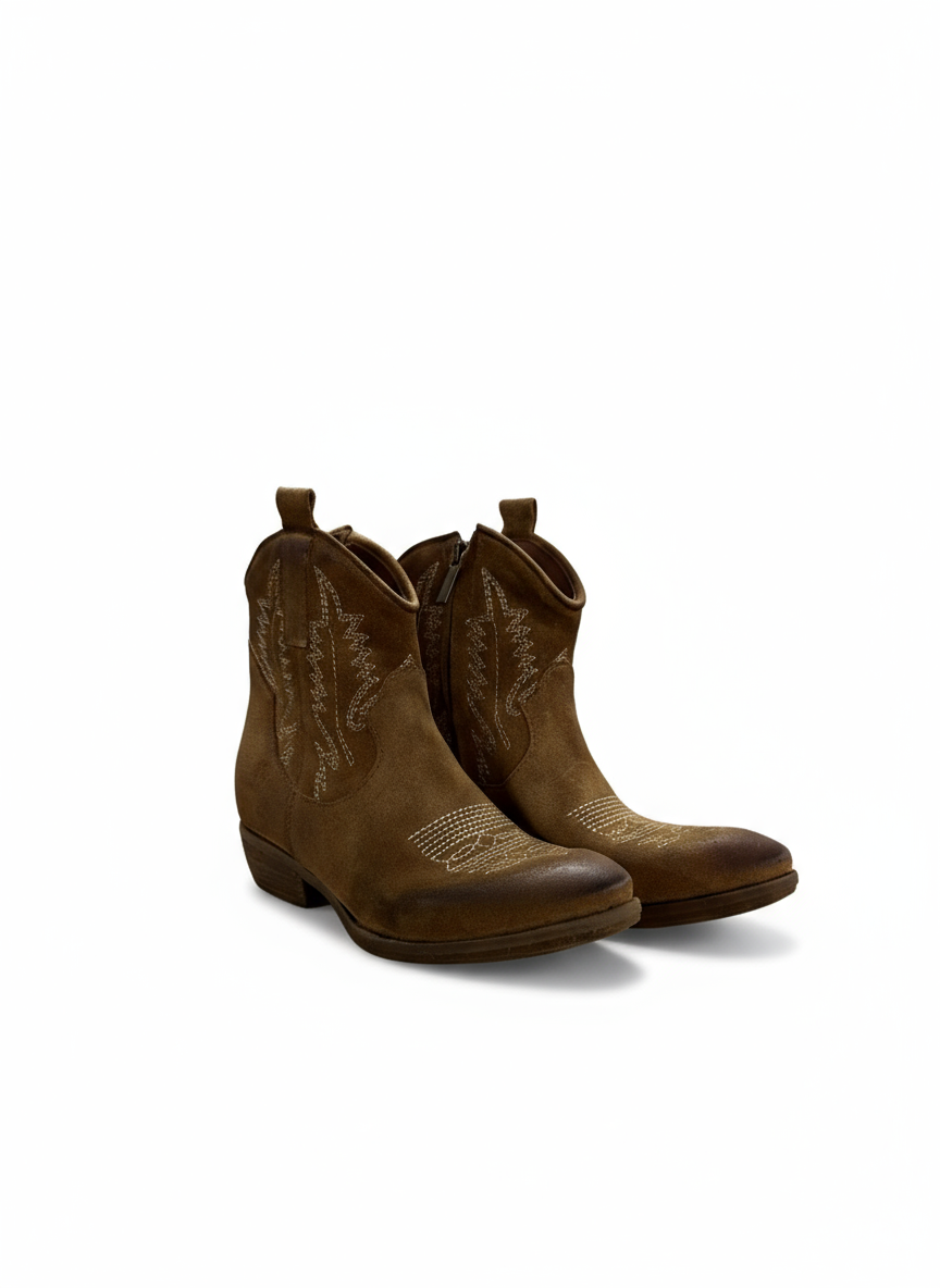 STIVALETTO TEXANO IN CAMOSCIO TERRA