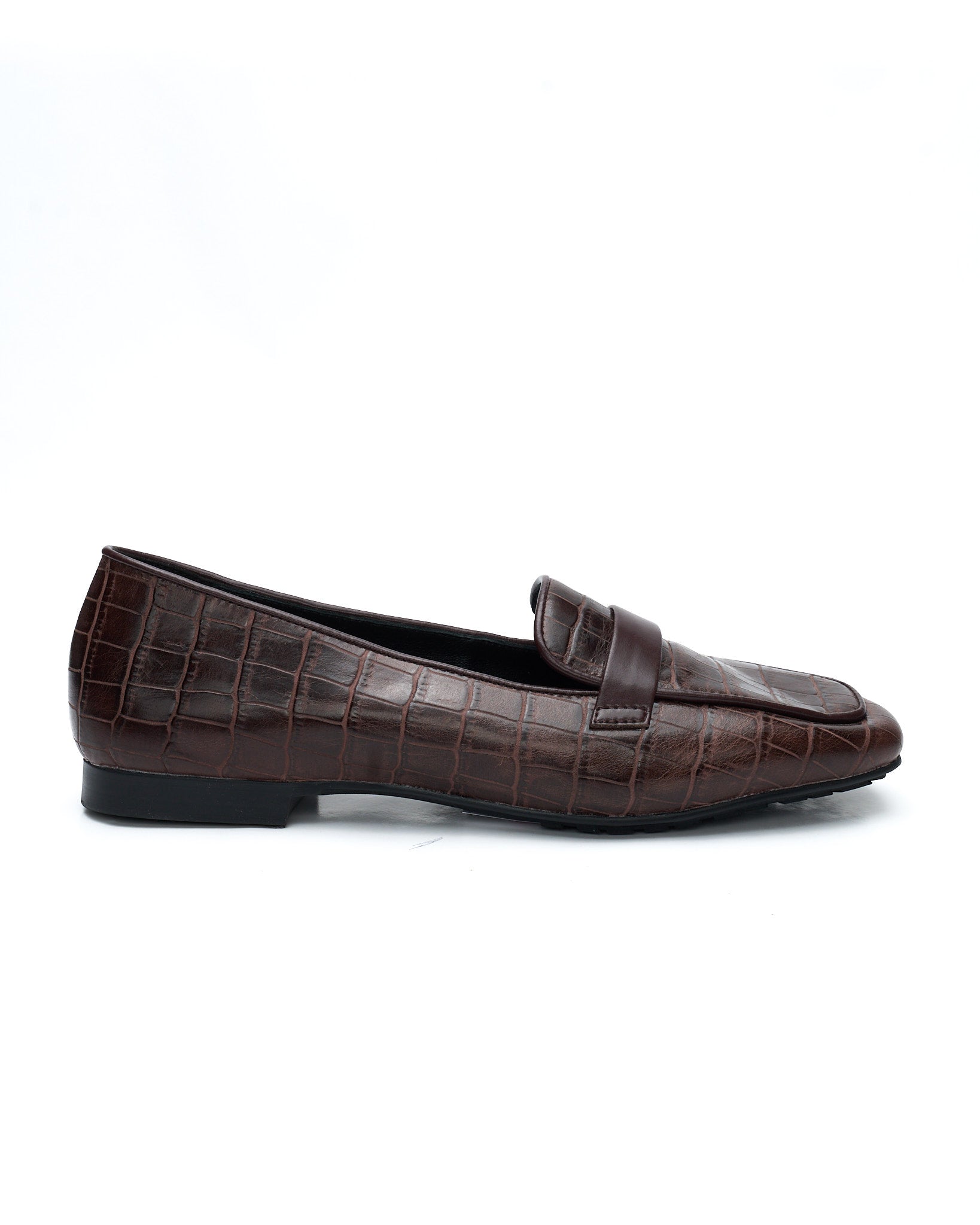 MOCASSINO DORY-F CROC LEATHER COFFEE