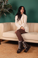 STIVALETTO VIKY06 YUCATAN TAUPE E PELLICCIA