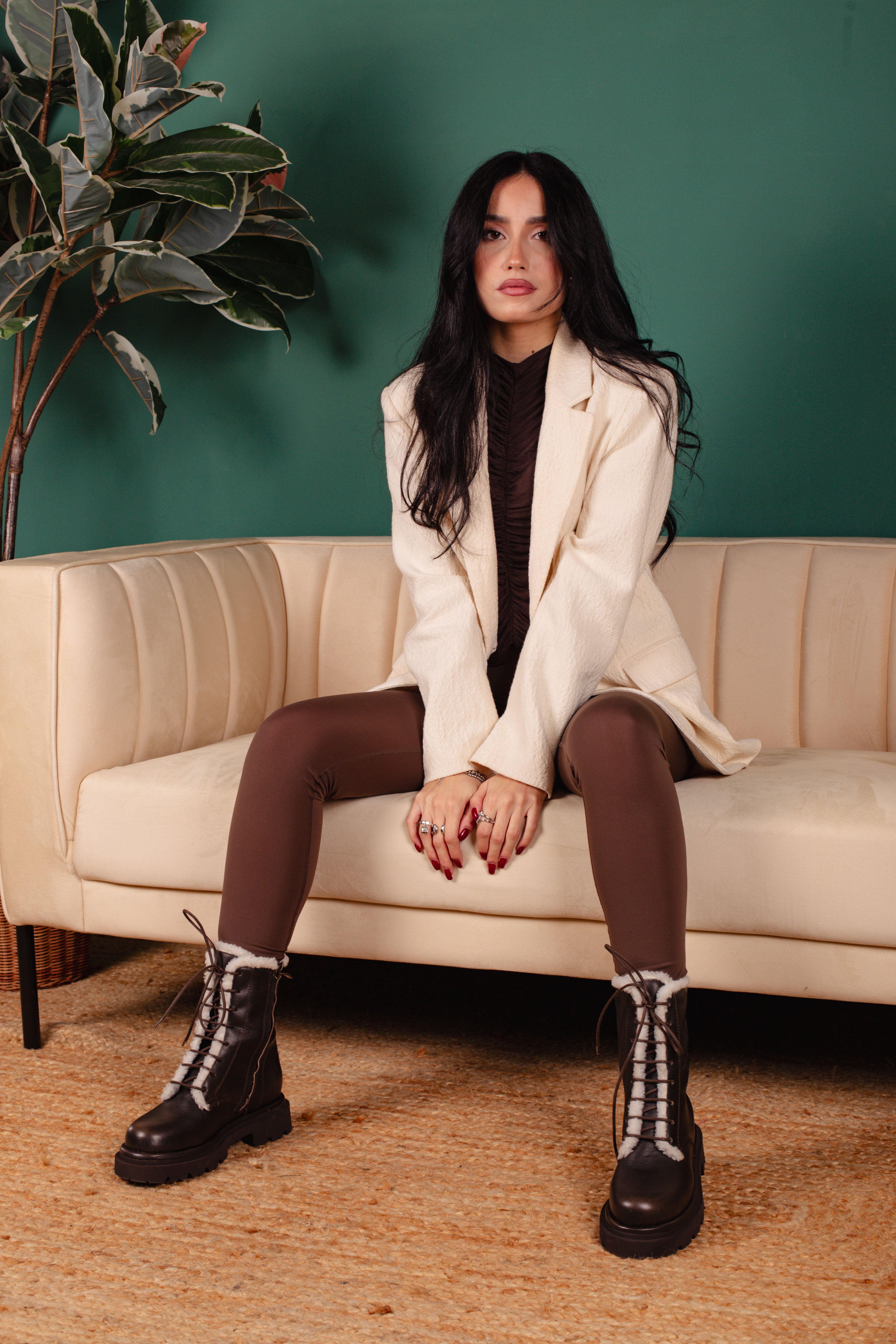 STIVALETTO VIKY06 YUCATAN TAUPE E PELLICCIA