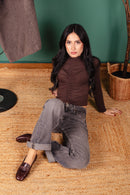 MOCASSINO DORY-F CROC LEATHER COFFEE