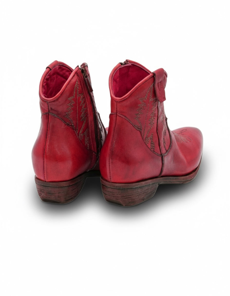 STIVALETTO TEXANO IN BUFALO ROSSO