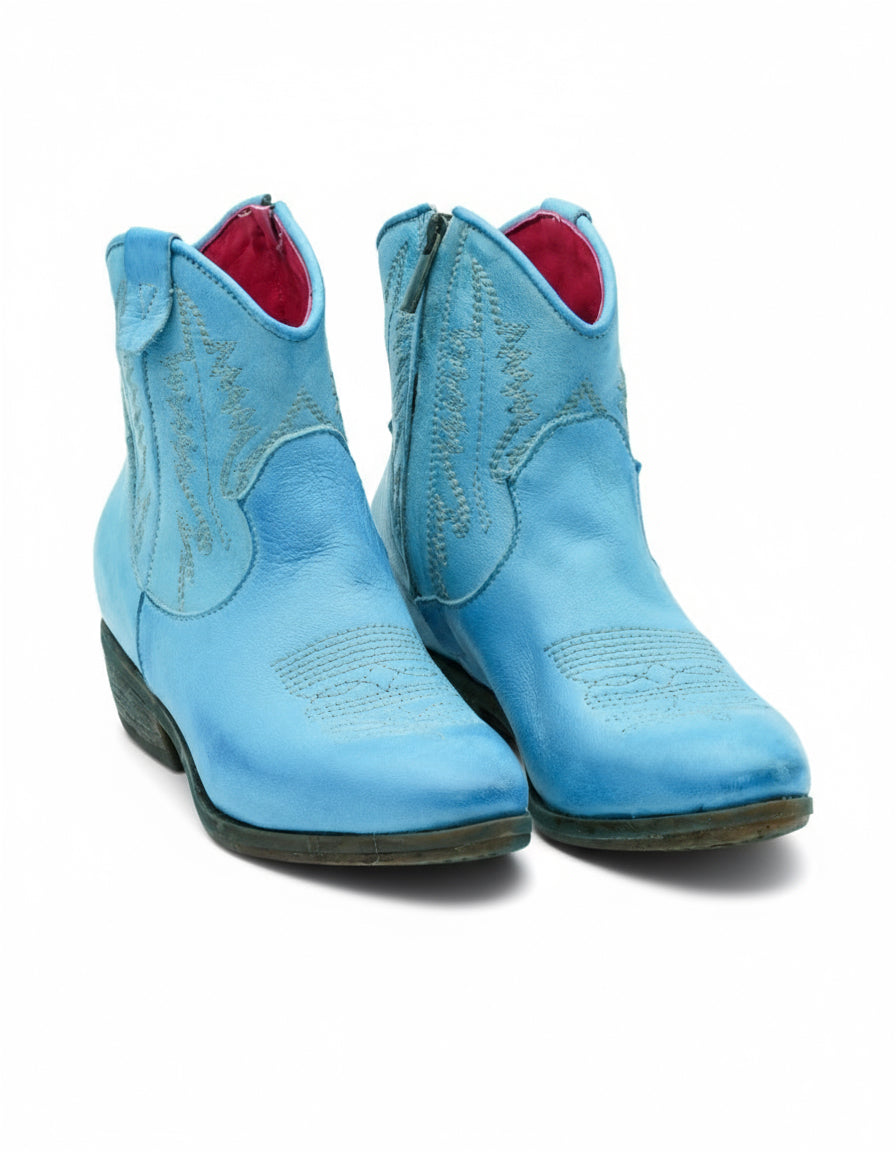 STIVALETTO TEXANO IN BUFALO CIELO