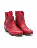 STIVALETTO TEXANO IN BUFALO ROSSO